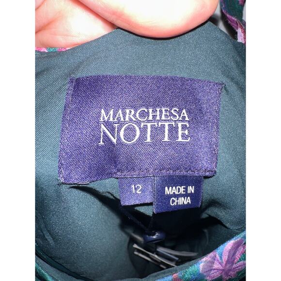 Marchesa Notte Floral Tiered Midi Dress NWT Jewel Tones Size 12 - Picture 5 of 11